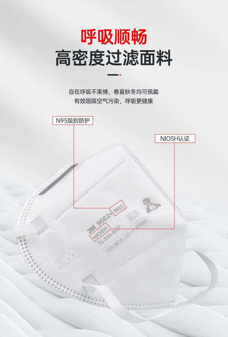 3M 9502+ N95 防颗粒物口罩 （非油性颗粒、头带式、中国N95认证）